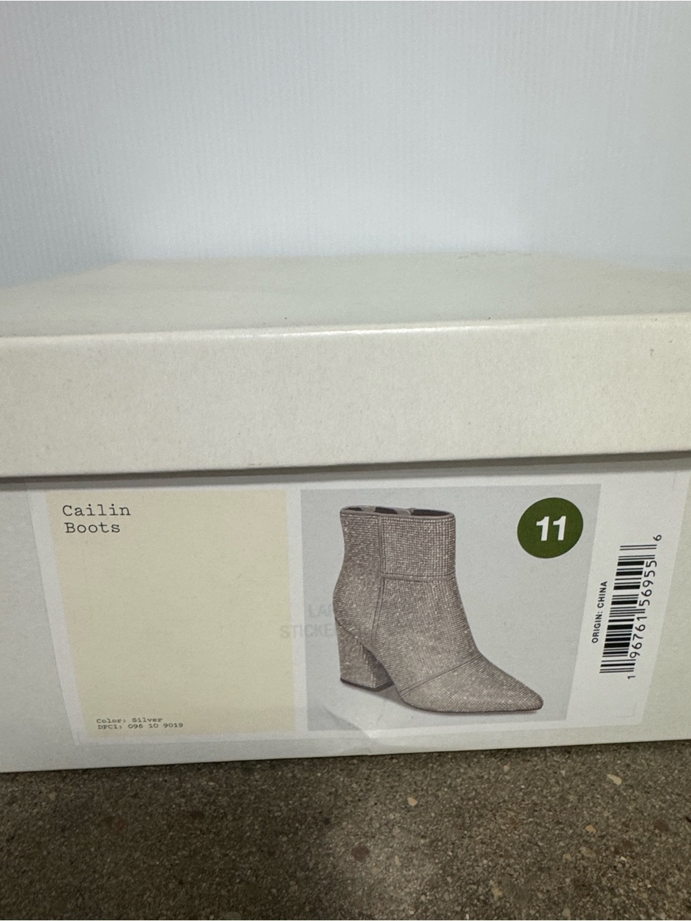 Silver Rhinestone Crystal Embellished Pointed Toe Block Heel Ankle Boots Size 11 - Picture 11 of 12